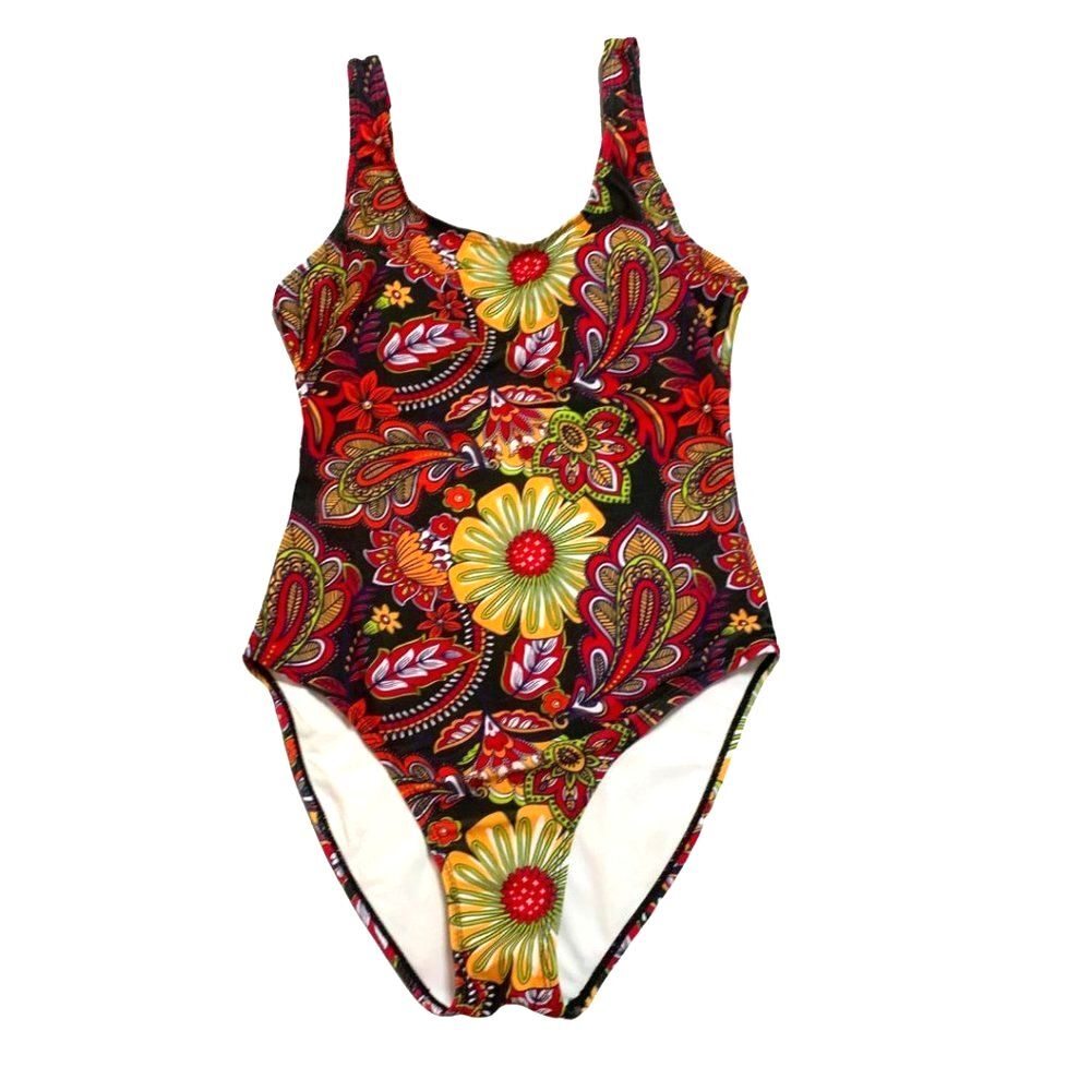 Nicole Miller Floral Paisley One-Piece Swimsuit – Retro Boho Print Size M - Picture 4 of 9